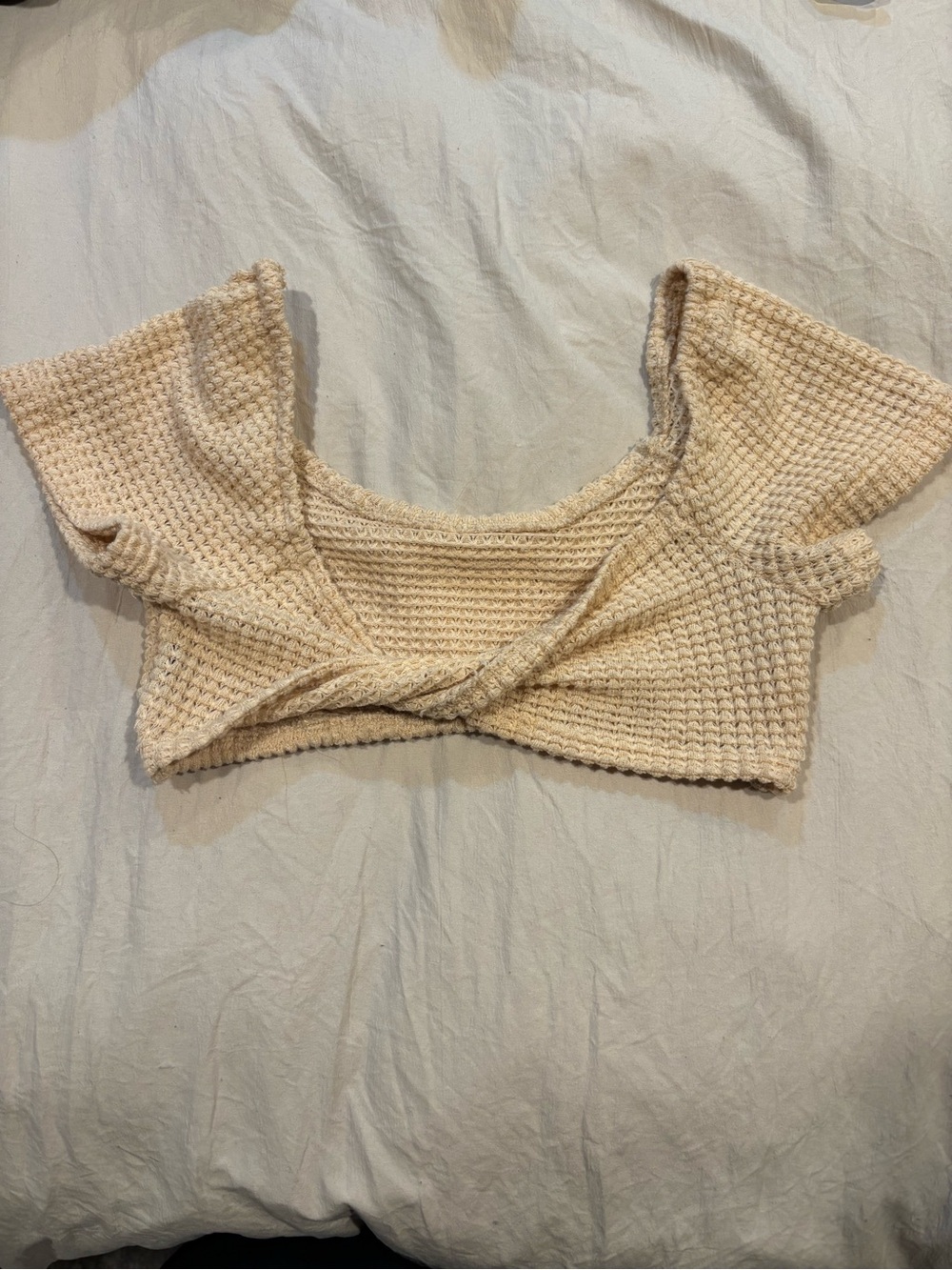 Cream Crochet Knit Crop Top